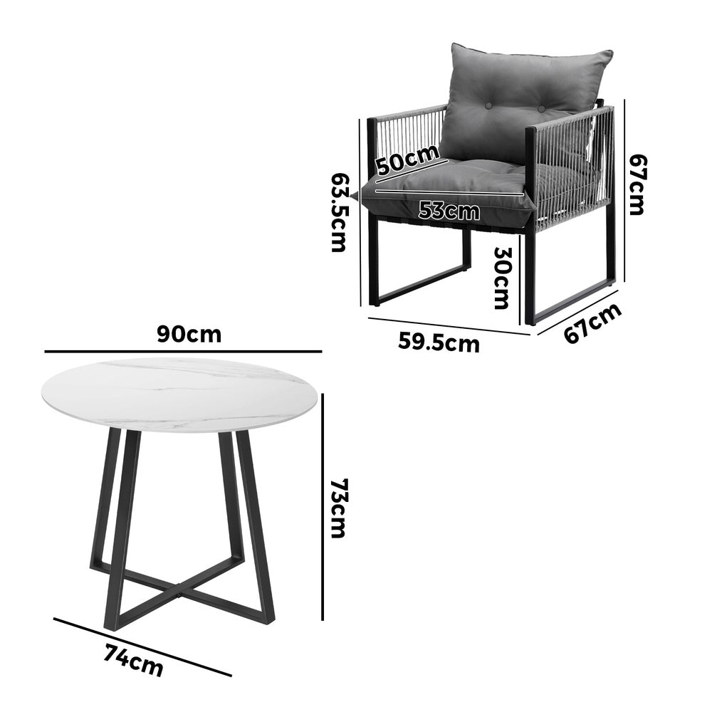 3PCS & 5PC Outdoor Dining Set Round Table and Chairs with Cushions