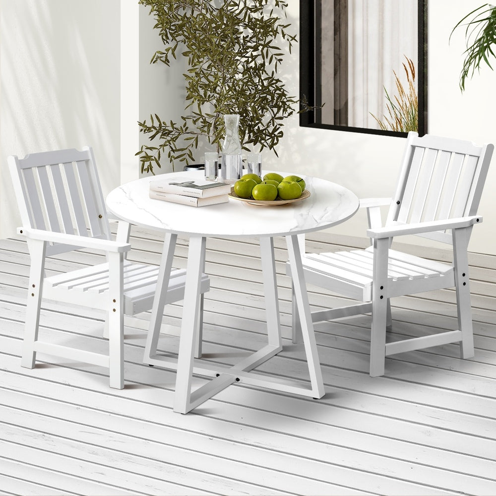 3PCS & 5PCS Outdoor Dining Set with Table & Solid Wood Chairs for Patio Use