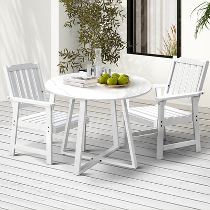 3PCS & 5PCS Outdoor Dining Set with Table & Solid Wood Chairs for Patio Use