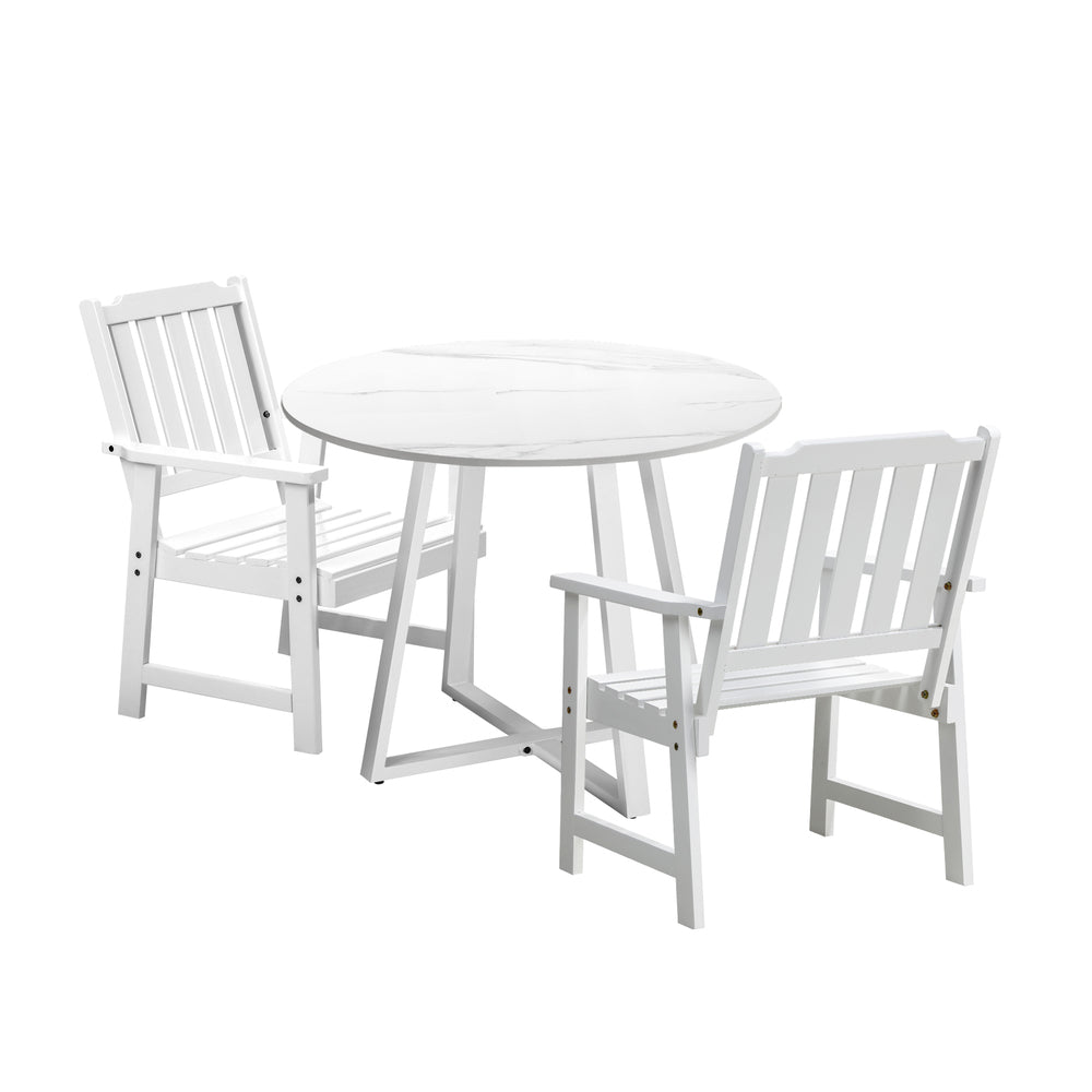 3PCS & 5PCS Outdoor Dining Set with Table & Solid Wood Chairs for Patio Use