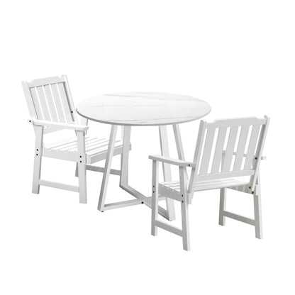 3PCS & 5PCS Outdoor Dining Set with Table & Solid Wood Chairs for Patio Use
