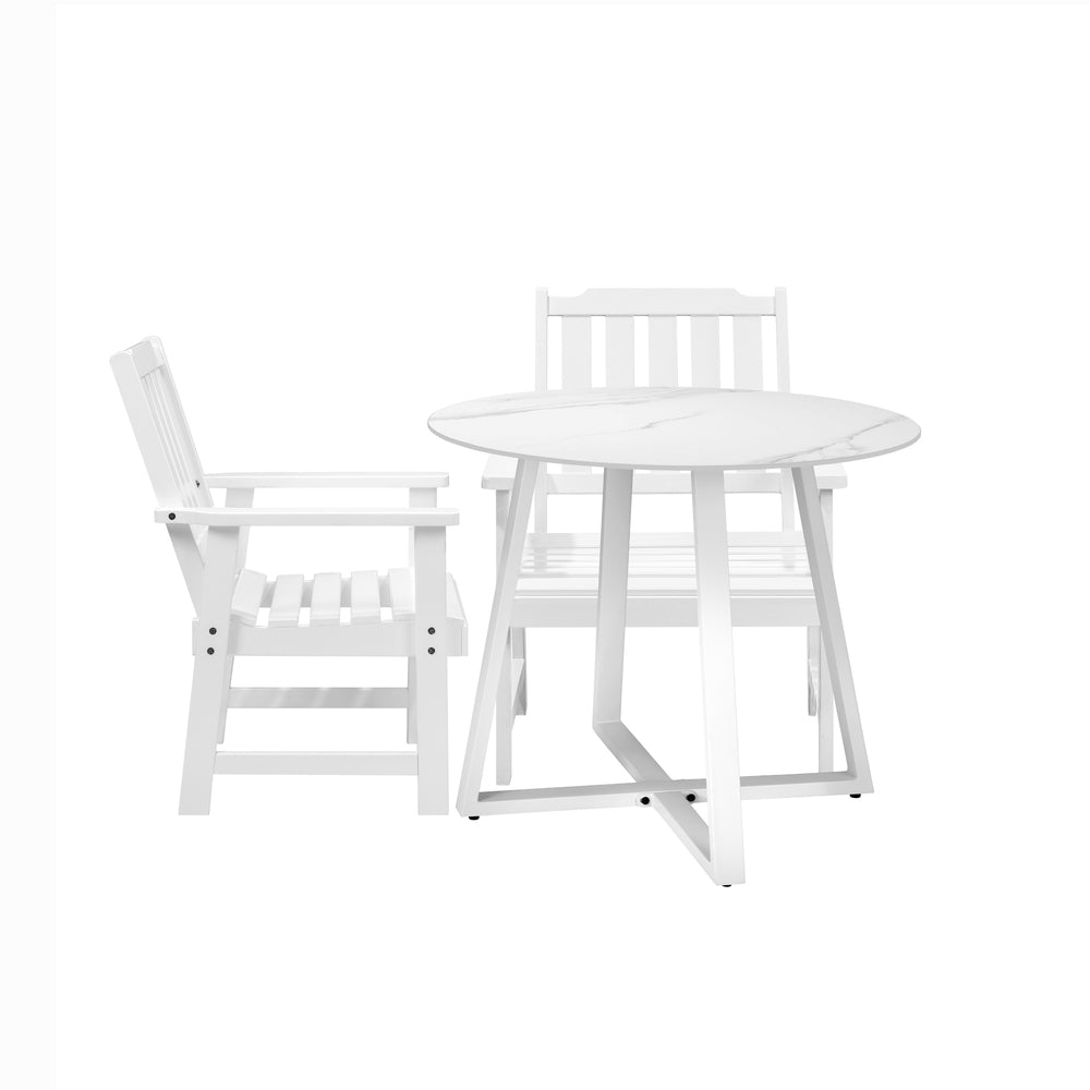 3PCS & 5PCS Outdoor Dining Set with Table & Solid Wood Chairs for Patio Use