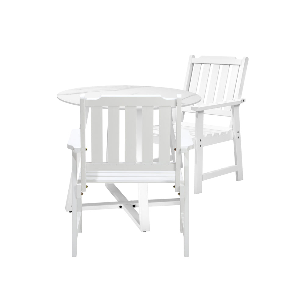 3PCS & 5PCS Outdoor Dining Set with Table & Solid Wood Chairs for Patio Use
