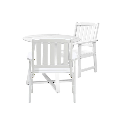 3PCS & 5PCS Outdoor Dining Set with Table & Solid Wood Chairs for Patio Use