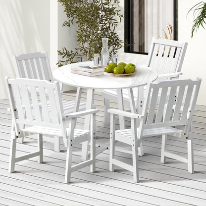 3PCS & 5PCS Outdoor Dining Set with Table & Solid Wood Chairs for Patio Use