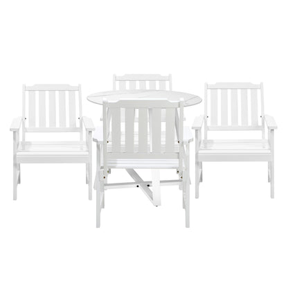 3PCS & 5PCS Outdoor Dining Set with Table & Solid Wood Chairs for Patio Use
