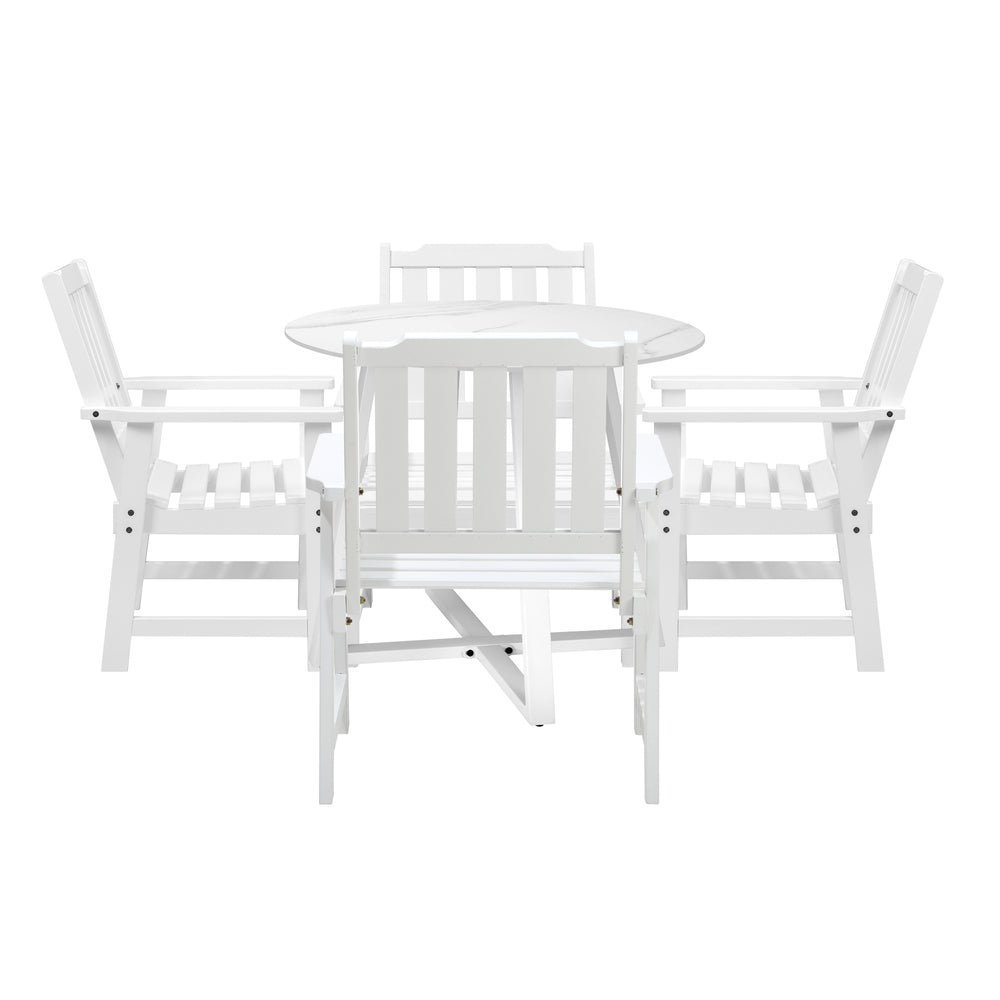 3PCS & 5PCS Outdoor Dining Set with Table & Solid Wood Chairs for Patio Use