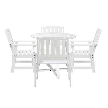 3PCS & 5PCS Outdoor Dining Set with Table & Solid Wood Chairs for Patio Use