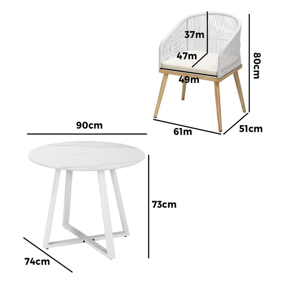 3PCS/5PCS Outdoor Dining Set Table&Chairs Bistro Set