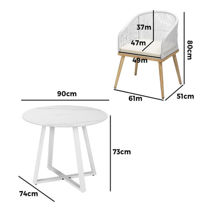 3PCS/5PCS Outdoor Dining Set Table&Chairs Bistro Set