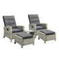 Recliner Chair Wicker Outdoor Furniture Garden Patio Lounge 5PCS Setting