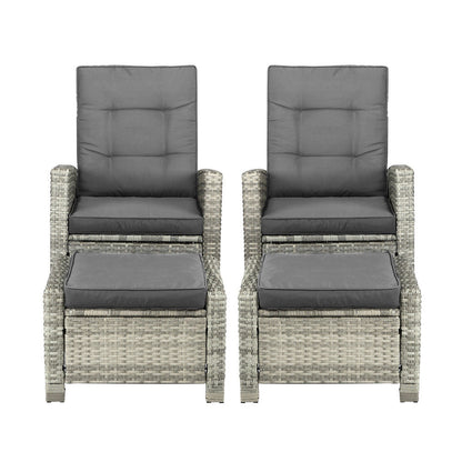 Recliner Chairs Outdoor Sun Lounger Setting Wicker Sofa Patio Furniture