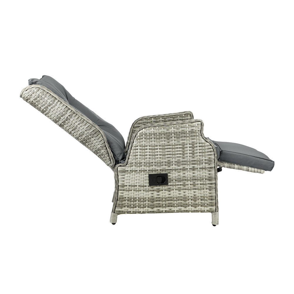 Outdoor Recliner Chair Sun Lounge & Table Set utdoor Furniture Patio Sofa