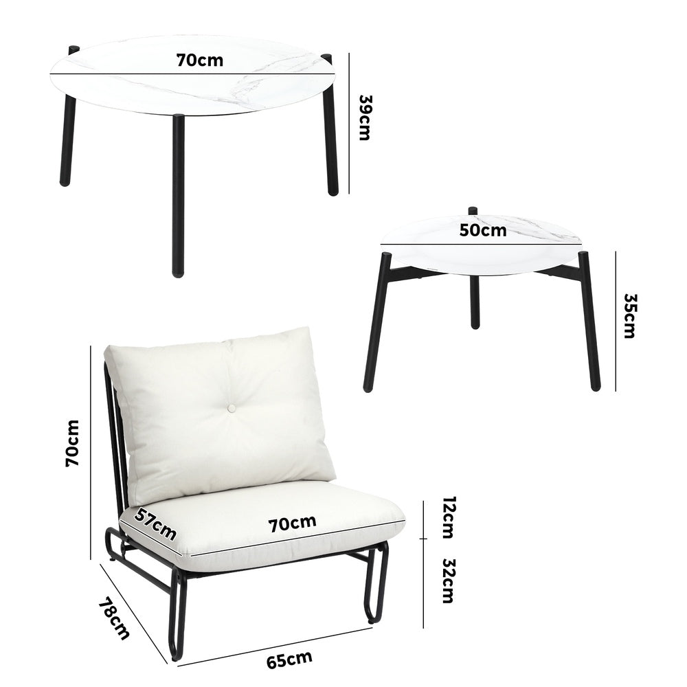 8PCS Outdoor Sofa Set Nesting Coffee Table with Chairs Beige