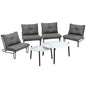 6PCS Outdoor Sofa Set 2-in-1 Coffee Table with Chairs Beige