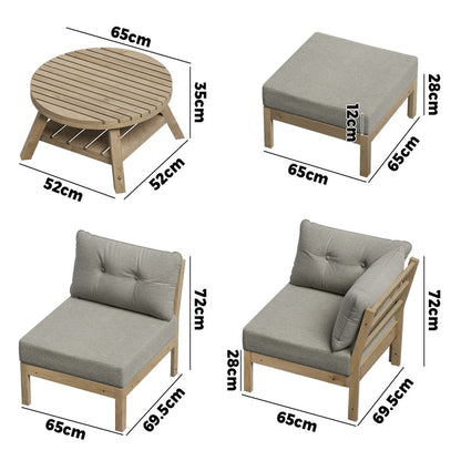 Outdoor Lounge Sofa Set 7 Piece Garden Furniture Grey