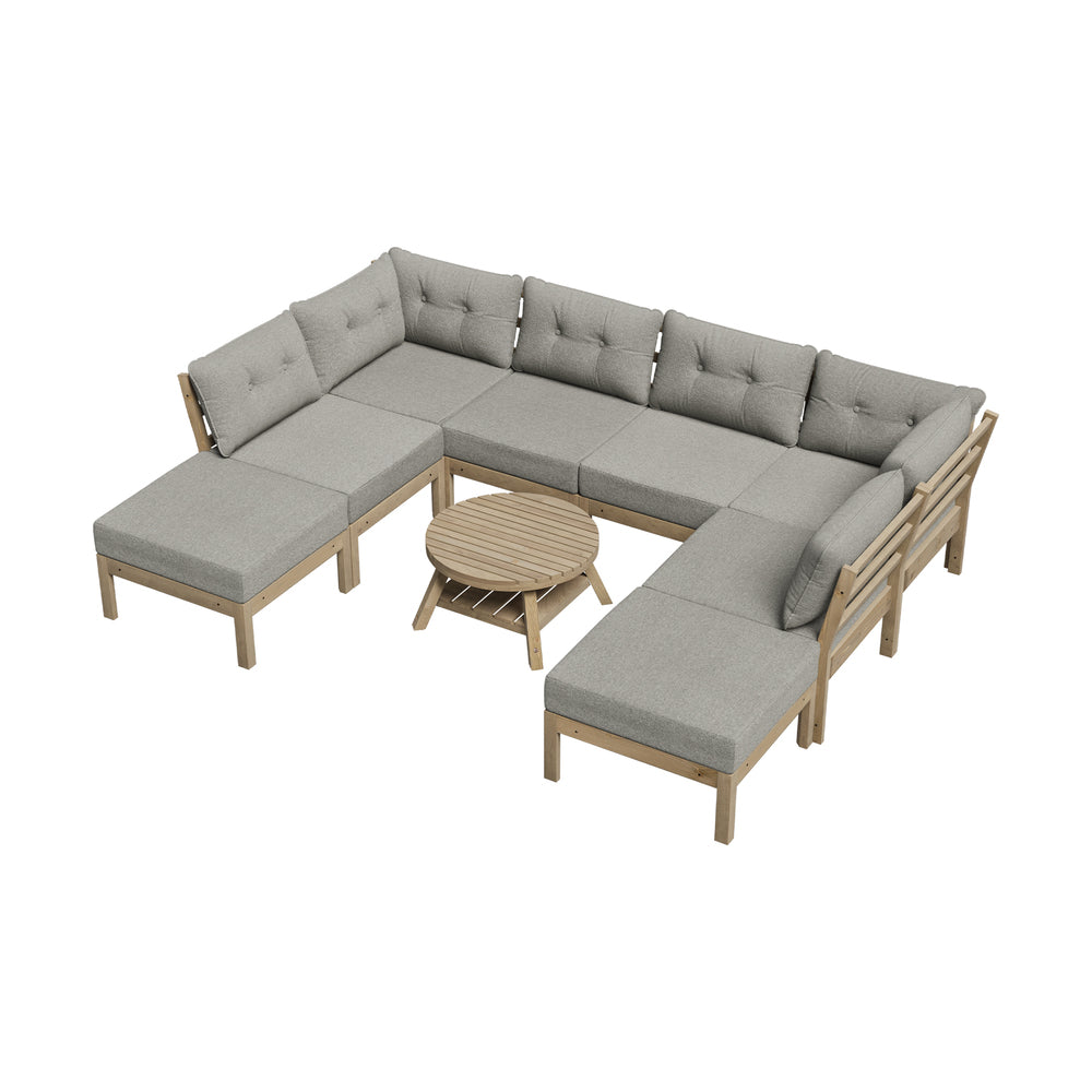 8PCS & 9PCS Outdoor Sofa Set Lounge Patio Furniture Beige Garden Seating Set