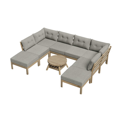 8PCS & 9PCS Outdoor Sofa Set Lounge Patio Furniture Beige Garden Seating Set