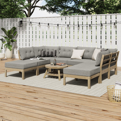 8PCS & 9PCS Outdoor Sofa Set Lounge Patio Furniture Beige Garden Seating Set