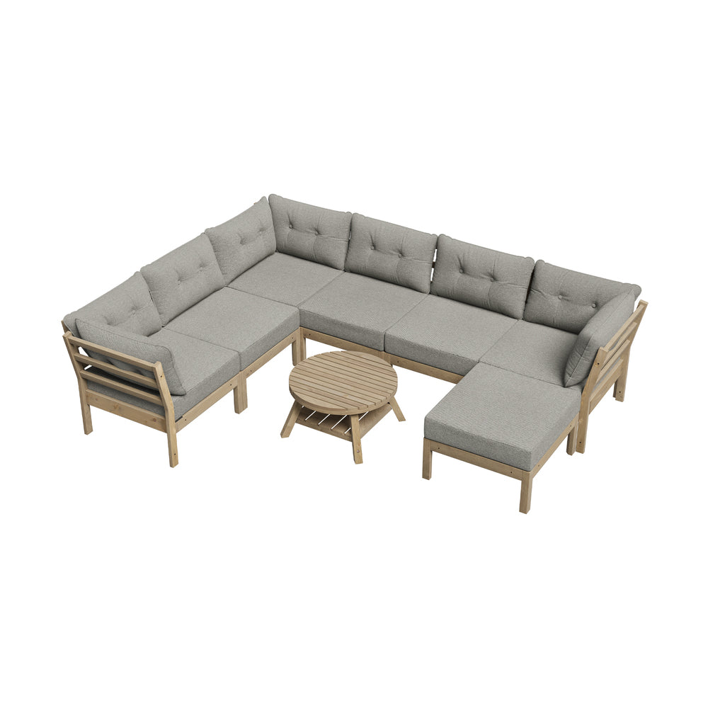 8PCS & 9PCS Outdoor Sofa Set Lounge Patio Furniture Beige Garden Seating Set