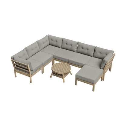 8PCS & 9PCS Outdoor Sofa Set Lounge Patio Furniture Beige Garden Seating Set