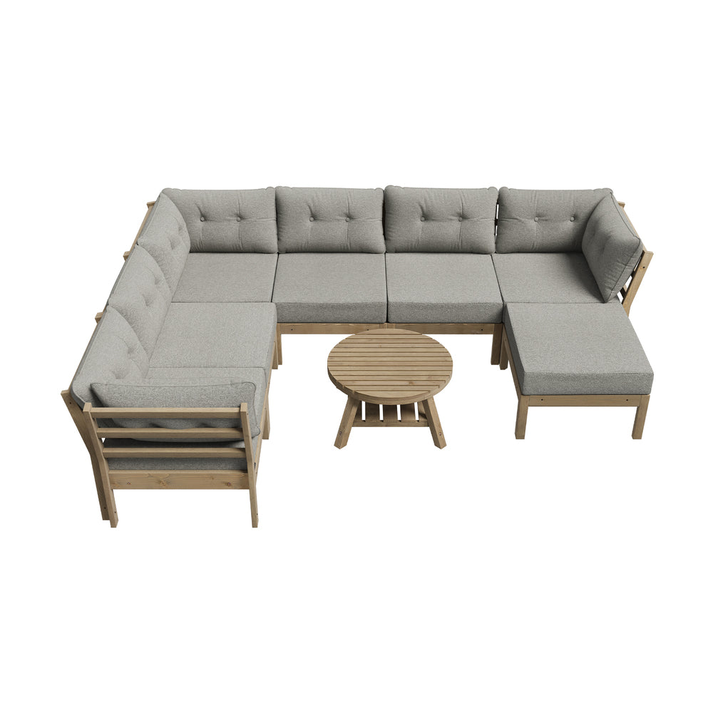 8PCS & 9PCS Outdoor Sofa Set Lounge Patio Furniture Beige Garden Seating Set