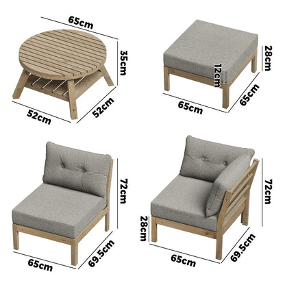 8PCS & 9PCS Outdoor Sofa Set Lounge Patio Furniture Beige Garden Seating Set