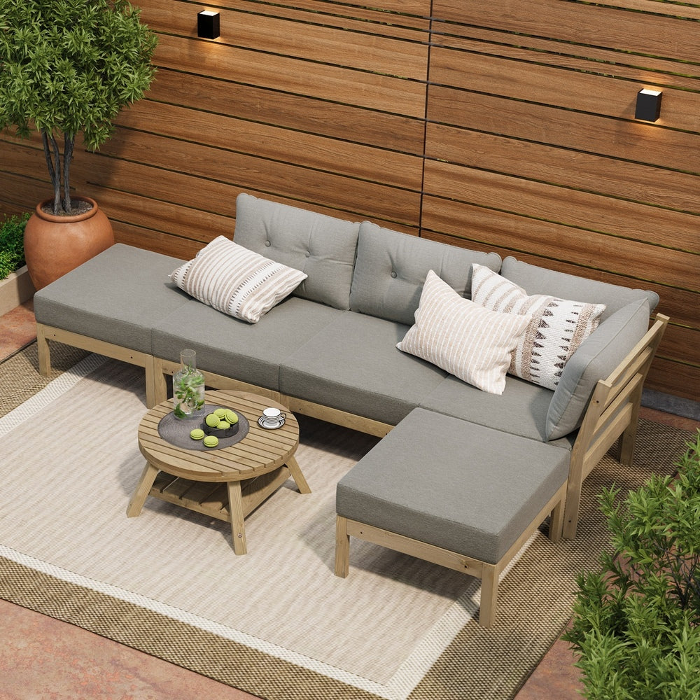 Outdoor Lounge Sofa Set 7 Piece Garden Furniture Grey