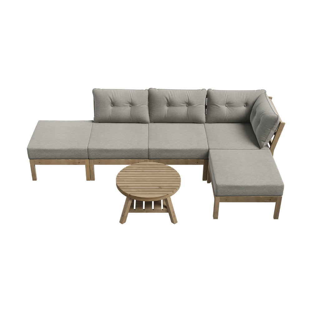 Outdoor Lounge Sofa Set 7 Piece Garden Furniture Grey
