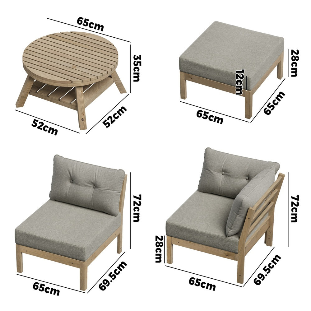 Outdoor Lounge Sofa Set 7 Piece Garden Furniture Grey