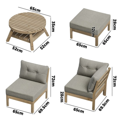 Outdoor Lounge Sofa Set 7 Piece Garden Furniture Grey