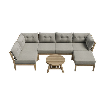 7 Piece Outdoor Sofa Set 6-Seater Lounge Setting Grey