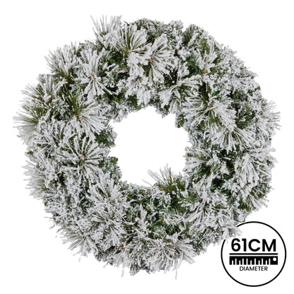 Majestic Snow Christmas Wreath - 61cm