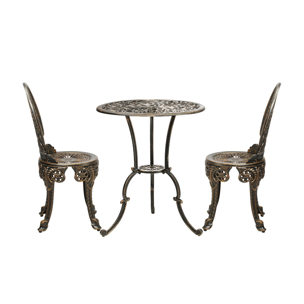 Outdoor Furniture Bistro Set 3pcs Chair Table Cast Aluminium Patio Garden