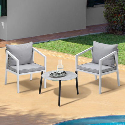 3PCS Outdoor Patio Setting Grey 70cm & 50cm Coffee Table