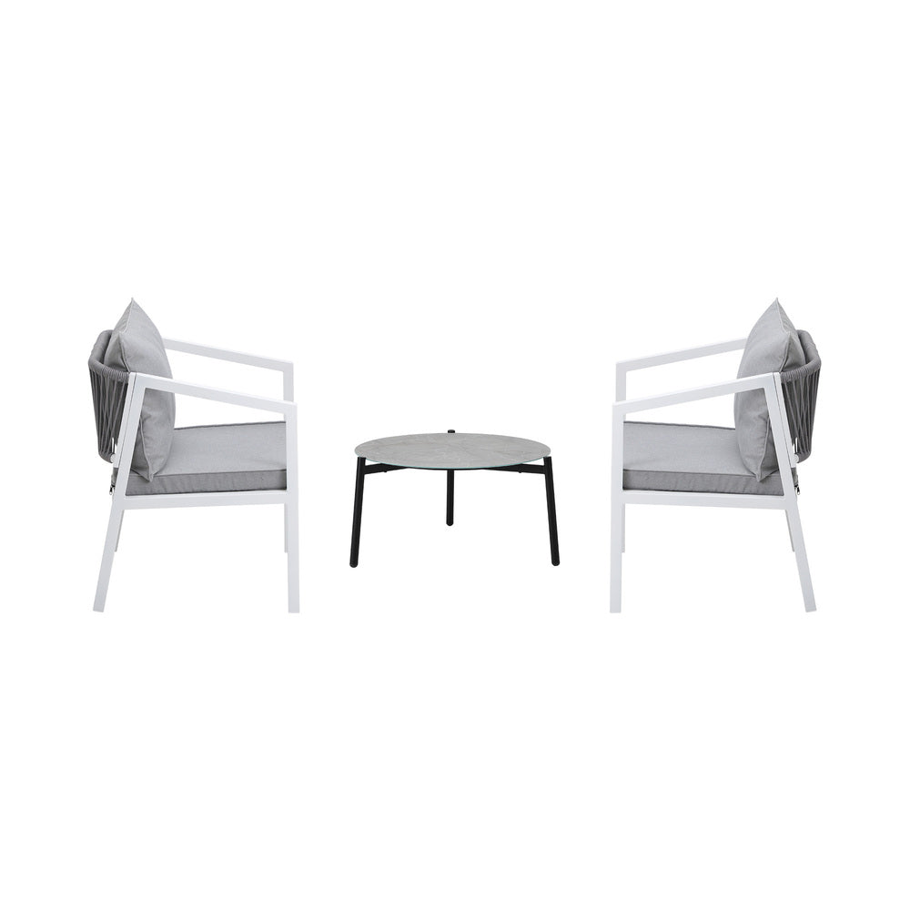 3PCS Outdoor Patio Setting Grey 70cm & 50cm Coffee Table