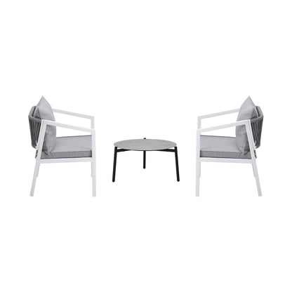 3PCS Outdoor Patio Setting Grey 70cm & 50cm Coffee Table