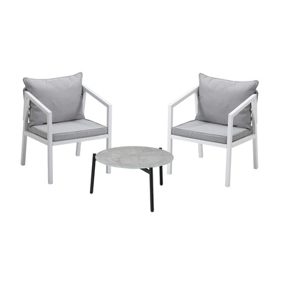 3PCS Outdoor Patio Setting Grey 70cm & 50cm Coffee Table