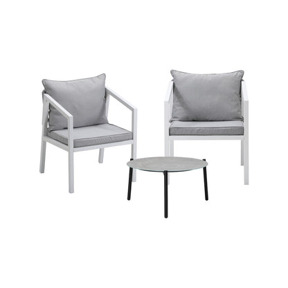 3PCS Outdoor Patio Setting Grey 70cm & 50cm Coffee Table