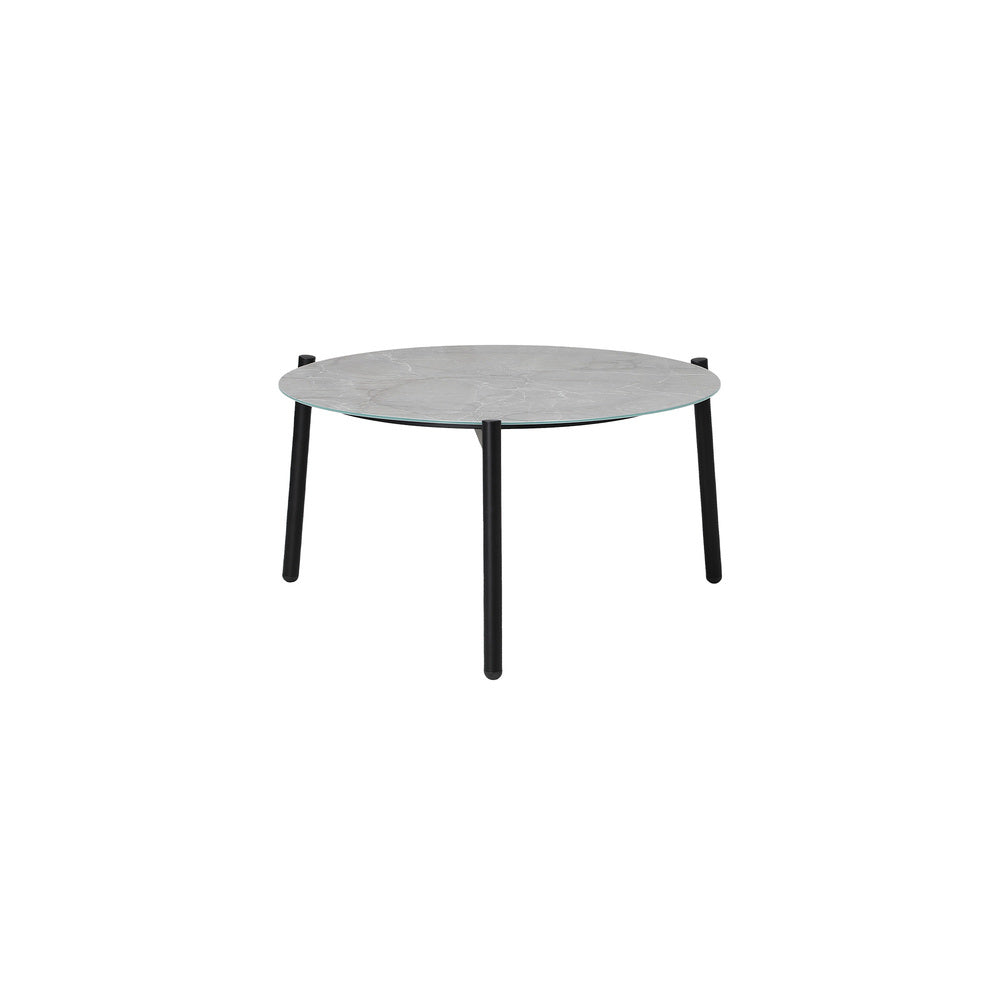 3PCS Outdoor Patio Set 50CM Grey Marble Table Rattan Chairs