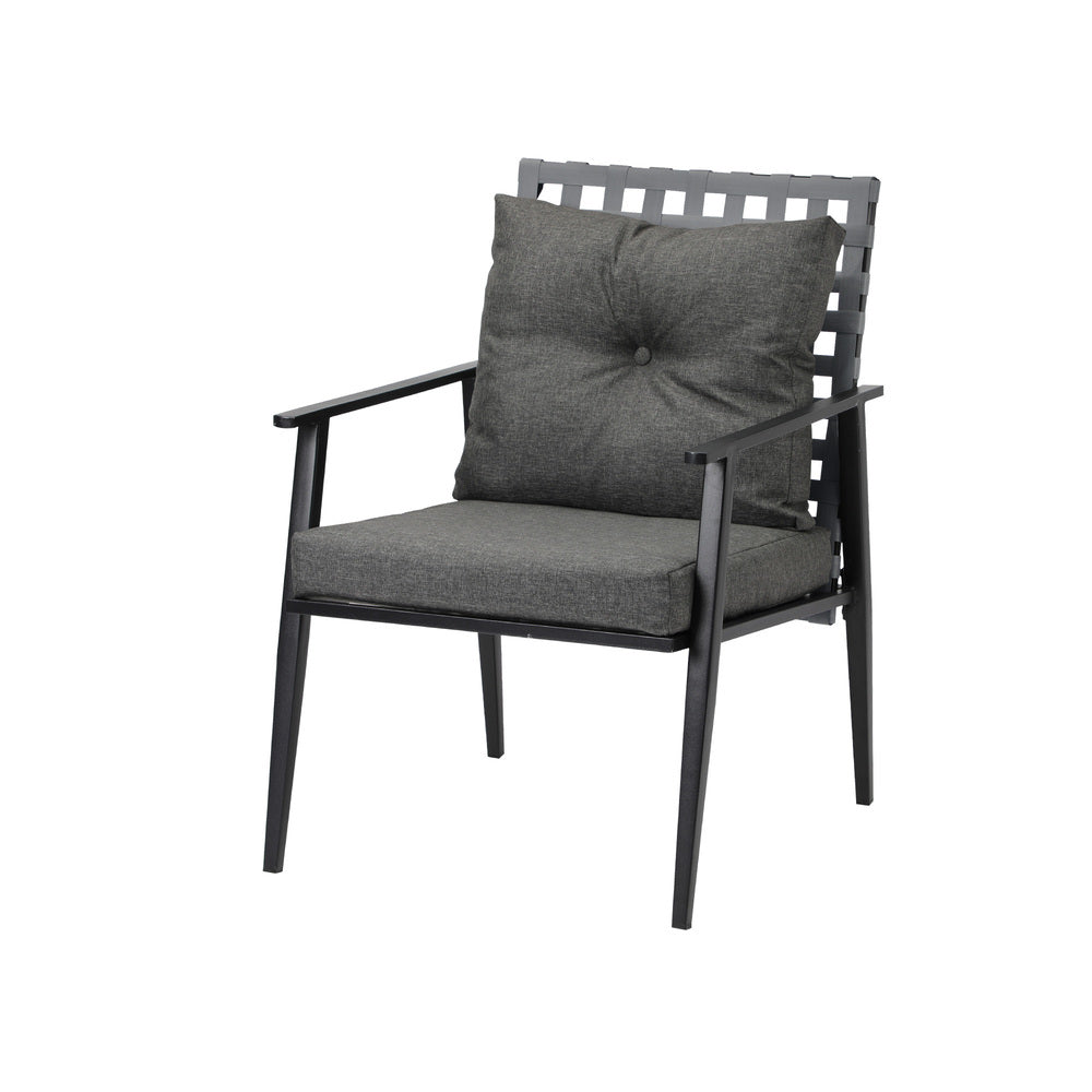 3PCS Outdoor Patio Set 50CM Grey Marble Table Rattan Chairs
