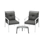 3PCS Outdoor Patio Set 50CM Grey Marble Table Rattan Chairs