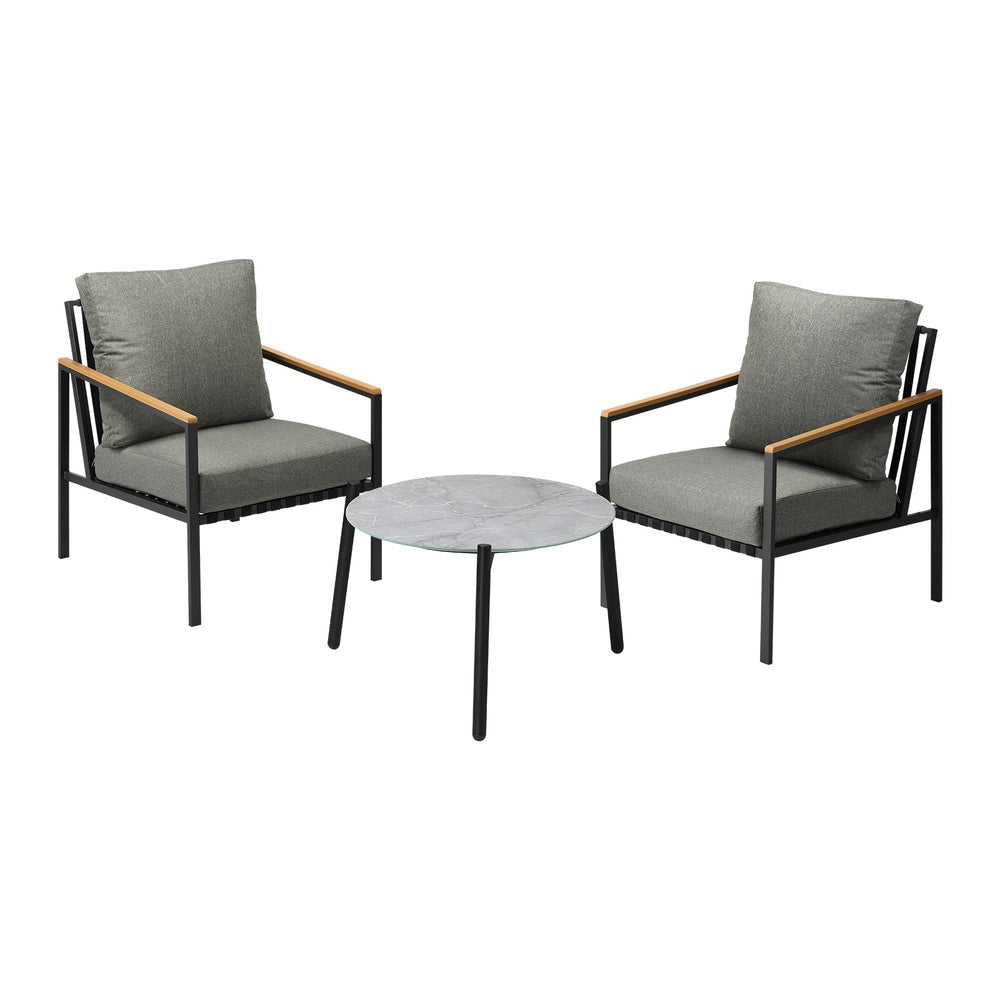 3PC Outdoor Patio Lounge Set 70cm & 50cm Coffee Table Sofa Chairs