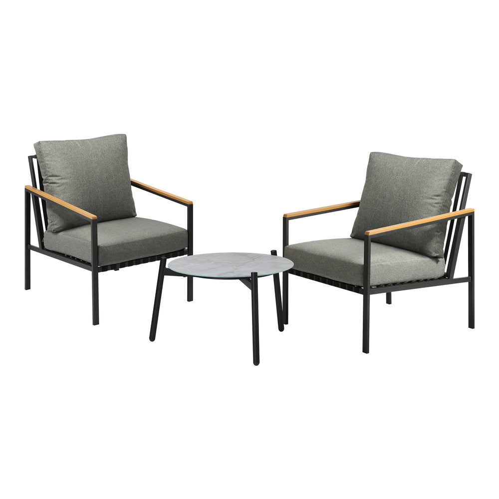 3PC Outdoor Patio Lounge Set 70cm & 50cm Coffee Table Sofa Chairs