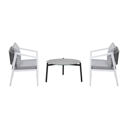 3PCS Outdoor Patio Setting Grey 70cm & 50cm Coffee Table