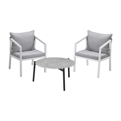 3PCS Outdoor Patio Setting Grey 70cm & 50cm Coffee Table