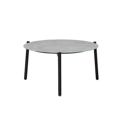5pc Outdoor Patio Set 70CM Grey Marble Table Rattan Chairs