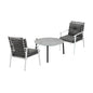 3PC Outdoor Patio Set 70CM Grey Marble Table Rattan Chairs