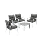 5pc Outdoor Patio Set 70CM Grey Marble Table Rattan Chairs