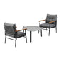 3PC Outdoor Patio Set 70CM Grey Marble Table Rattan Chairs